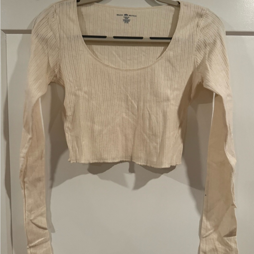 Brandy Melville Cream Ribbed Crop Top